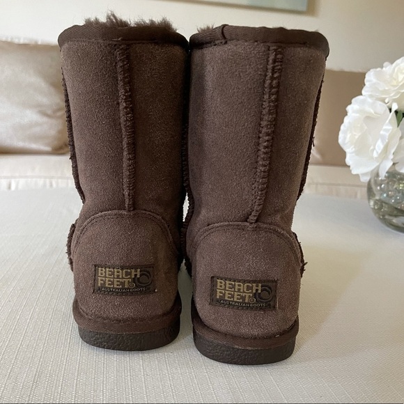 Beach Feet Australian Boots Sheepskin Suede Chocolate - Picture 6 of 16